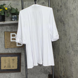 24seven Comfort Apparel Front Elbow Length Sleeve Plus Size Cardigan White XL