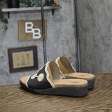JBU By Jambu Comfort Casual Fashion Slip On Wedge Sandal Black / White 9.5M