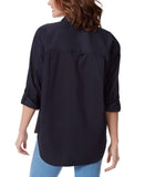 Gloria Vanderbilt Amanda Button Down Shirt with Roll-Tab Sleeves Standard Blue M