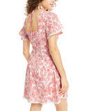 B Darlin Womens Juniors Floral Print Open Back Mini Dress 3CMT257 Pink 11/12