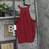 INC International Concepts Gathered Halter Neck Blouse Top Ruby Slipper Red L