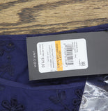 Jones New York Crewneck Textured Blouse Shirt Top Pacific Navy Blue S