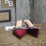 A New Day Gwen Rhinestone Bow Velvet Heels 94656735 Burgundy Red 6M