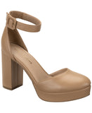 Sun + Stone Womens Birdey Ankle-Strap Block-Heel Sandals Nude Brown 9.5M