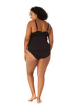 Anne Cole Womens Plus Size Twist Front Underwire Tankini Swim Top Black 18W