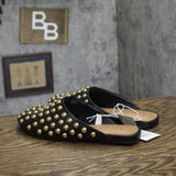 A New Day Womens Channing Studded Slip on Mule Flats Jet Black / Gold 7.5M