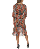 Tommy Hilfiger Surplice Printed Chiffon Midi Dress Terra Cota Brown Multi 12