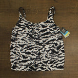 Swim Solutions Shirred Neck Blouson Underwire Tankini Swim Top Black Multi 16W