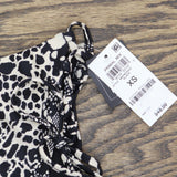 Bar III Womens Printed High-Waisted Side Tie Bikini Swim Bottom Black Multi XS