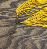 Womens Seed Bead Twisted Wire Cluster Necklace Yellow / Copper Brown 36" + 2"