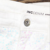 INC International Concepts Womens Sequin Front Straight Leg Denim Jeans White 4