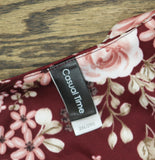 Casual Time Floral Print Short Sleeve Knit Stretch Night Gown Red Multi 2XL