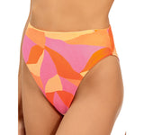 Vix Womens Martinica Gigi Printed High Waist Bikini Bottom Pink Multi S