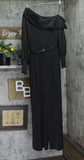Donna Karan Womens Belted One-Shoulder Wide Leg Jumpsuit KA4E16L0 Black 14