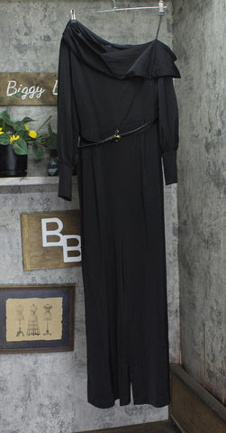 Donna Karan Womens Belted One-Shoulder Wide Leg Jumpsuit KA4E16L0 Black 14