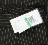Alex & Sophia Womens Striped Wide-Leg Pleated Pinestripe Pants Black / Gold L