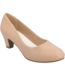 Journee Collection Faux Leather Kitten Block Heel Pumps LUU-M Nude Brown 11M