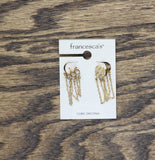 Francesca's Zirconia Evening Chain Faux Hoop Post Earrings Gold Yellow 1.25"