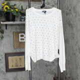 DKNY Womens Embellished Pullover Sweater Pullover White L