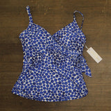 Anne Cole Womens Wrap Tie Tankini Top Swim Bikini 25MT26712 Denim Dot Blue XL