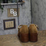 Steve Madden Womens Suede Lisbon Block Heel Loafers LISB02S1 Chesnut Brown 9M