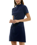 B. Darlin Juniors Short Sleeve Mockneck Mini Dress 45UAP84 Navy Blue 0