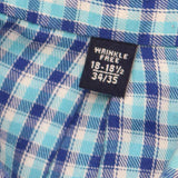 Chaps Mens Classic Fit Twill Dress Shirt Blue Plaid 18-18 1/2 34-35