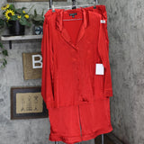 INC International Concepts Shirt Pants Collar Pajama Set Infrared Red 2XL