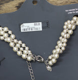Charming Charlie by RSVP Necklace with Pendant Silver Gray / Black 17" + 3"
