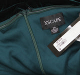 Xscape Womens Off The Shoulder Ruffled Velvet Strapless Dress Hunter Green 14