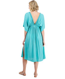 Raviya Womens Braid-Trim V-Neck Elastic Stretch Cover Up Dress Aqua Blue XL