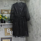 Halston Womens Sequined Black Fit & Flare Dress HD4I3A64 Black 12