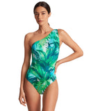 Lauren Ralph Lauren One-Shoulder One Piece Swimsuit Cartago Palms Green 4