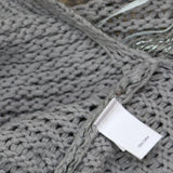 Jennifer Lopez Womens Open Knit Shiny Sweater Gray / Pink Shimmer M