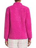Muk Luks Womens Quarter Zip Faux Sherpa Lounge Pullover Sweatshirt Berry Pink M