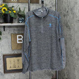AT&T Womens Pullover Peformance 1/4 Zip Active Sweatshirt Gray / Blue 3XL