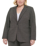Calvin Klein Plus Notched-Collar Single-Button Blazer Jacket Multi Brown 18W