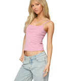 Edikted Womens Knit Deanna Tank Top S16583 Pink XL