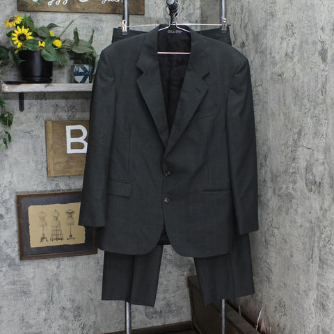 s&k Famous Brands Mens Wool Blend 2-Piece Suit Set Gray Plaid 42R / 36W