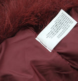 Wild Fable Short Faux Fur Jacket with Hook Closure and Shawl Collar Maroon Red L