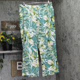 Bar III Womens Floral Drawstring Pull On Pants Green Multi XL