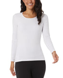 32 Degrees Heat Womens Long-Sleeve Scoop Neck Top White XS