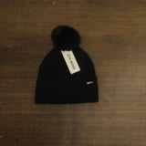 Steve Madden Womens Caught Brushed Rolled Cuff Pom Beanie SMA5075M Black