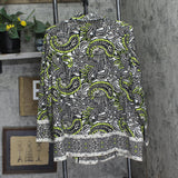 ELLA Rafaella Size Unlined Paisley Print Blazer Jacket String Black Multi 3X