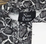Nina Parker Trendy Plus Size Mesh Midi Dress Knit Snakeskin Print Black Multi 2X