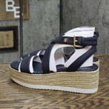 Bandolino Womens Major 3 Platform Sandals BNMAJOR3 New Luxe Navy Blue 7.5M