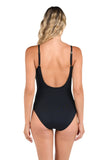 La Blanca Womens Island Goddess Plunge One Piece Swimsuit LB5ZZ10 Black 6