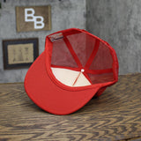 San Sun Mens Vintage Morningstar's Garage Trucker Baseball Hat Cap Red OS