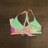 Salt + Cove Patchwork Bikini Swim Top V-Neck Adjustable Straps Green Multi 2X