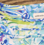 Alfred Dunner Print Short Sleeve Rope Accent Neckline T-Shirt Blue Multi 1X